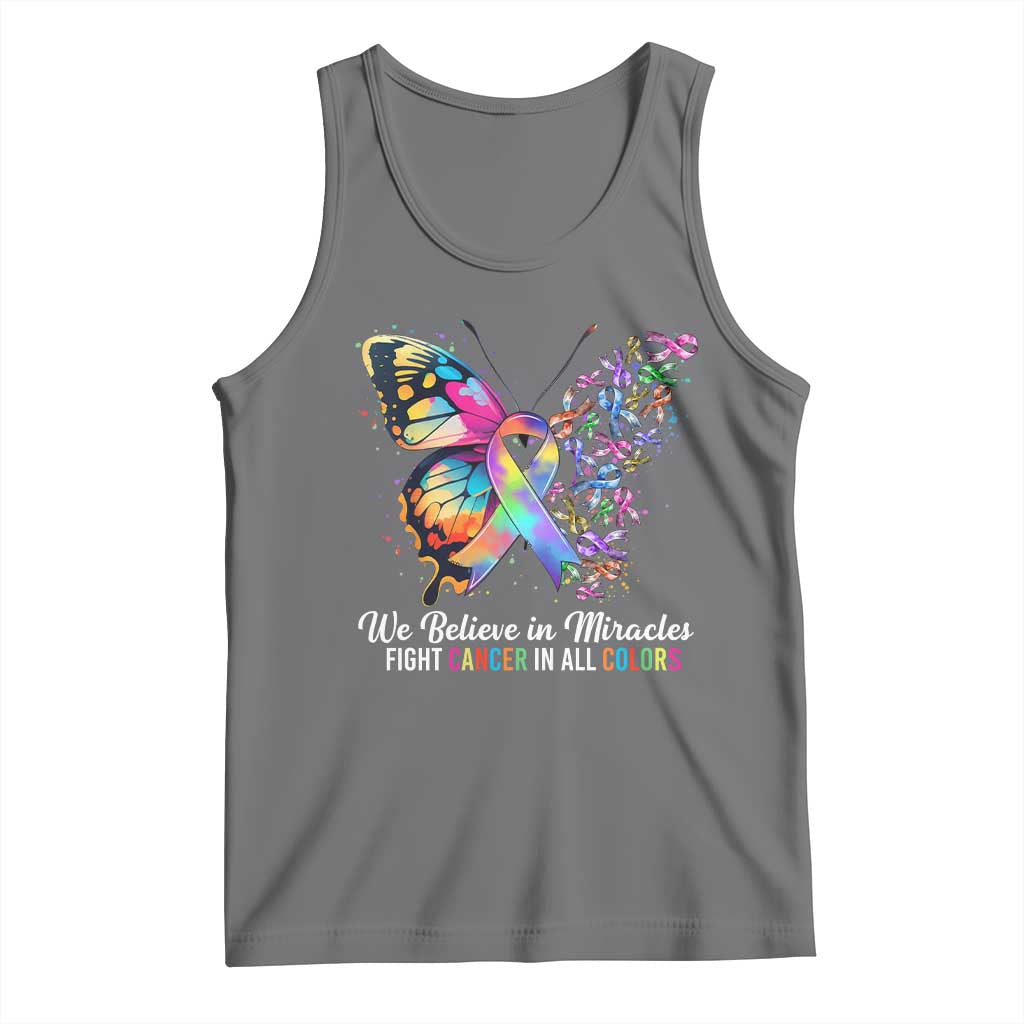 Fight Cancer In All Colors Tank Top We Believe In Miracles Cancer Awareness TS10 Black Heather Print Your Wear