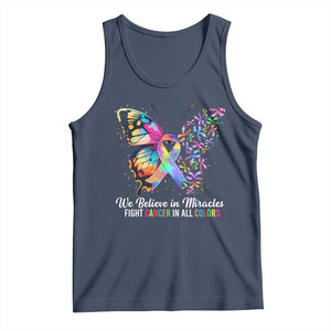 Fight Cancer In All Colors Tank Top We Believe In Miracles Cancer Awareness TS10 Navy Print Your Wear