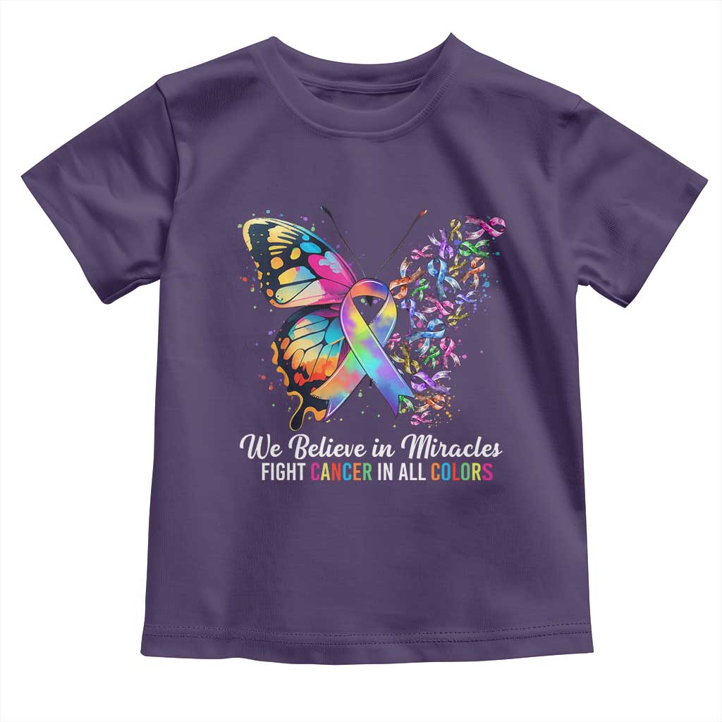Fight Cancer In All Colors Toddler T Shirt We Believe In Miracles Cancer Awareness TS10 Purple Print Your Wear