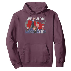 Trump Won Hoodie We Won Wins 45 47 President 2024 US Election Map TS10 Maroon Print Your Wear