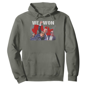 Trump Won Hoodie We Won Wins 45 47 President 2024 US Election Map TS10 Military Green Print Your Wear