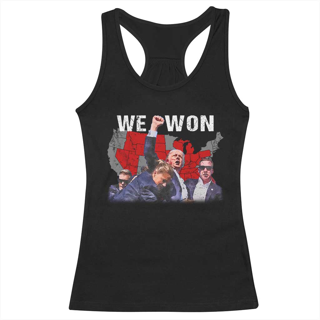 Trump Won Racerback Tank Top We Won Wins 45 47 President 2024 US Election Map TS10 Black Print Your Wear
