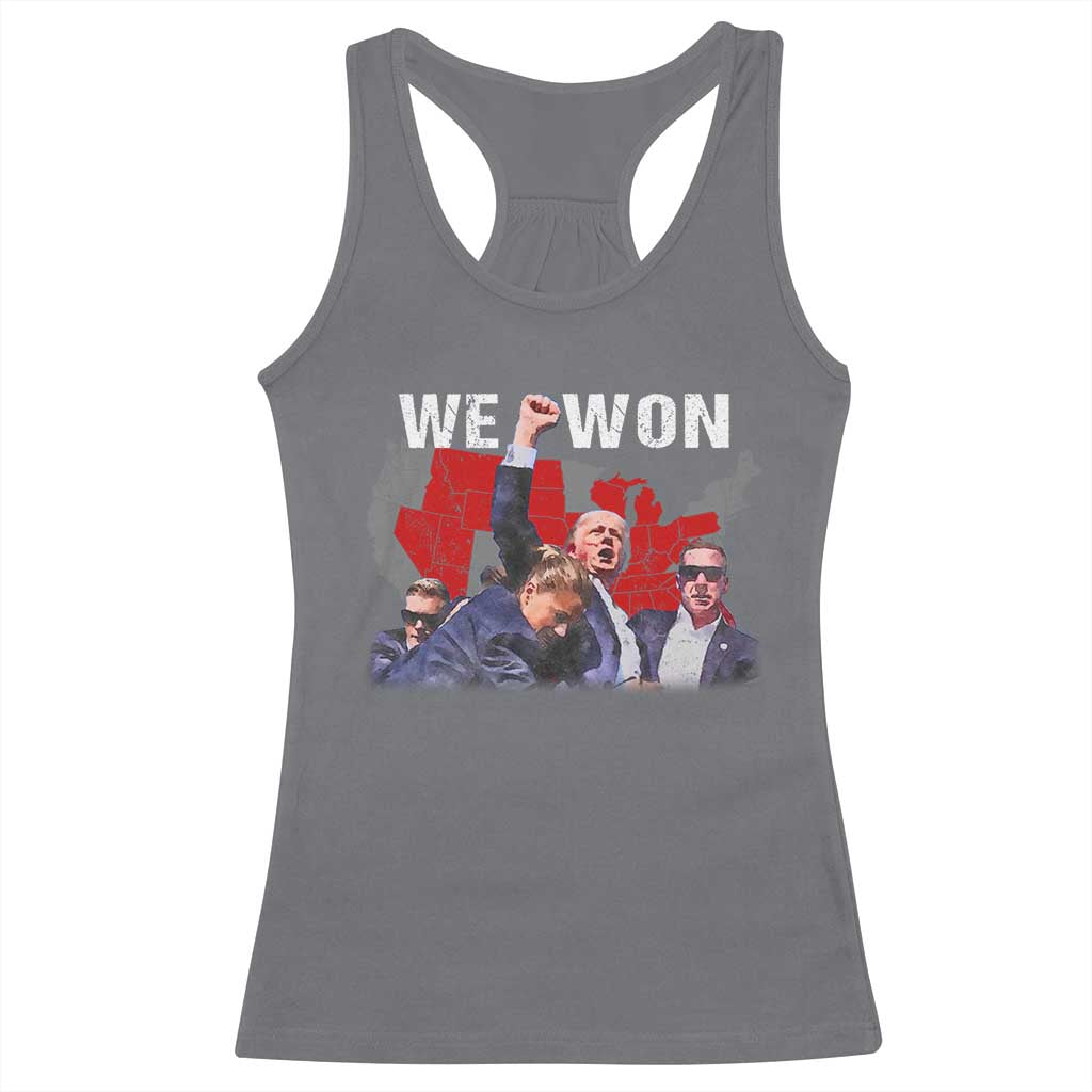 Trump Won Racerback Tank Top We Won Wins 45 47 President 2024 US Election Map TS10 Charcoal Print Your Wear
