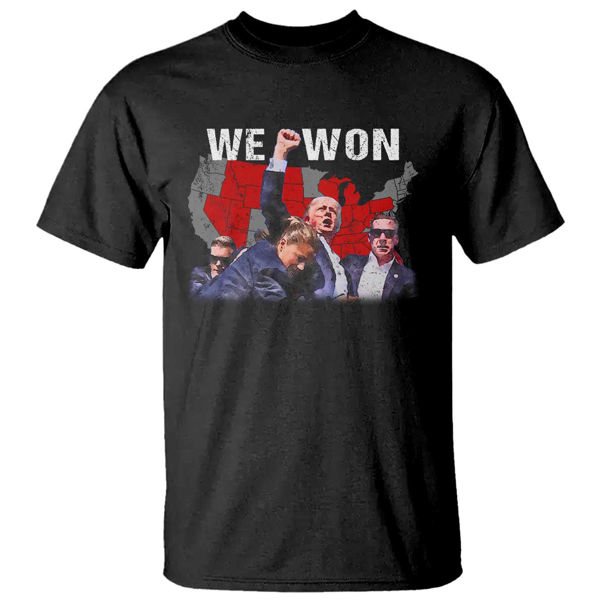 Trump Won T Shirt We Won Wins 45 47 President 2024 US Election Map TS10 Black Print Your Wear
