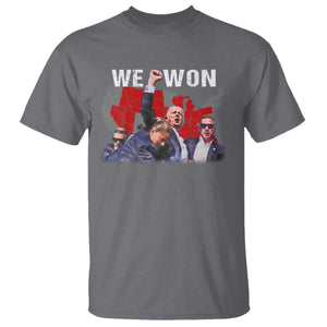 Trump Won T Shirt We Won Wins 45 47 President 2024 US Election Map TS10 Charcoal Print Your Wear