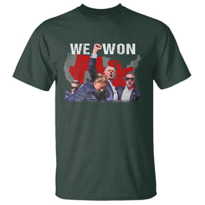 Trump Won T Shirt We Won Wins 45 47 President 2024 US Election Map TS10 Dark Forest Green Print Your Wear