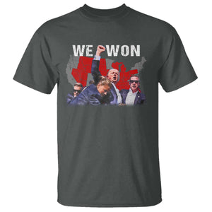 Trump Won T Shirt We Won Wins 45 47 President 2024 US Election Map TS10 Dark Heather Print Your Wear