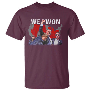 Trump Won T Shirt We Won Wins 45 47 President 2024 US Election Map TS10 Maroon Print Your Wear