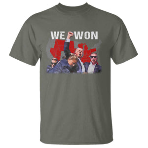 Trump Won T Shirt We Won Wins 45 47 President 2024 US Election Map TS10 Military Green Print Your Wear