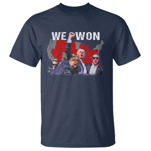 Trump Won T Shirt We Won Wins 45 47 President 2024 US Election Map TS10 Navy Print Your Wear