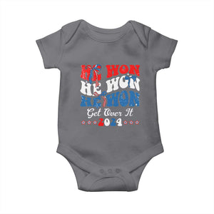 Trump 2024 Baby Onesie He Won Coquette Bow USA Flag TS10 Charcoal Print Your Wear
