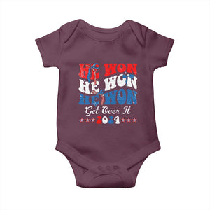 Trump 2024 Baby Onesie He Won Coquette Bow USA Flag TS10 Maroon Print Your Wear