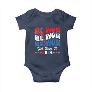 Trump 2024 Baby Onesie He Won Coquette Bow USA Flag TS10 Navy Print Your Wear