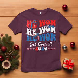 Trump 2024 T Shirt He Won Coquette Bow USA Flag TS10 Maroon Print Your Wear