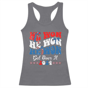 Trump 2024 Racerback Tank Top He Won Coquette Bow USA Flag TS10 Charcoal Print Your Wear