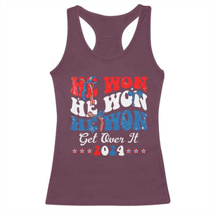 Trump 2024 Racerback Tank Top He Won Coquette Bow USA Flag TS10 Maroon Print Your Wear