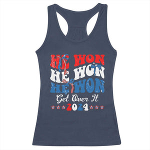Trump 2024 Racerback Tank Top He Won Coquette Bow USA Flag TS10 Navy Print Your Wear