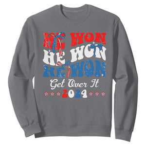 Trump 2024 Sweatshirt He Won Coquette Bow USA Flag TS10 Charcoal Print Your Wear