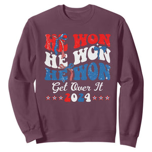 Trump 2024 Sweatshirt He Won Coquette Bow USA Flag TS10 Maroon Print Your Wear