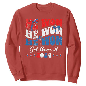Trump 2024 Sweatshirt He Won Coquette Bow USA Flag TS10 Red Print Your Wear