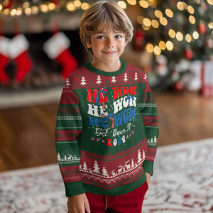 Trump 2024 Ugly Christmas Sweater He Won Coquette Bow USA Flag TS10 Christmas Print Your Wear