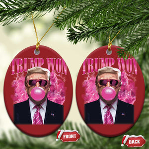 Trump Won 2024 Christmas Ornament Trump Pink Bubble Gum Funny Cute Retro 90s TS10 Oval Red Print Your Wear