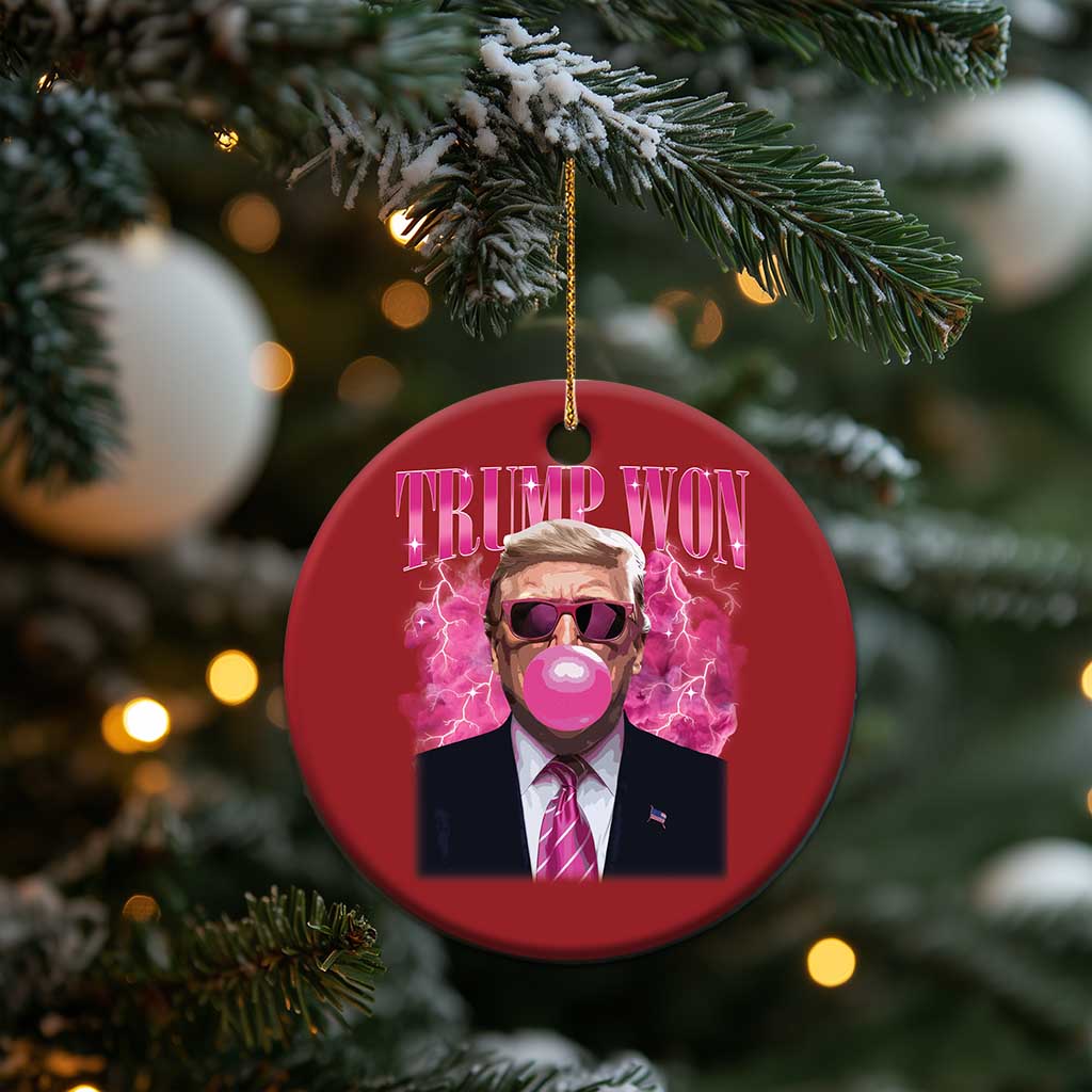 Trump Won 2024 Christmas Ornament Trump Pink Bubble Gum Funny Cute Retro 90s TS10 Print Your Wear
