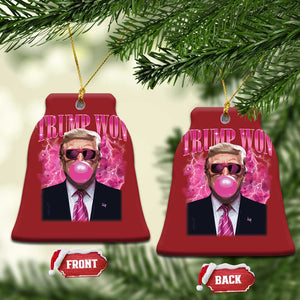 Trump Won 2024 Christmas Ornament Trump Pink Bubble Gum Funny Cute Retro 90s TS10 Bell Flake Red Print Your Wear