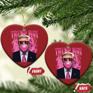 Trump Won 2024 Christmas Ornament Trump Pink Bubble Gum Funny Cute Retro 90s TS10 Heart Red Print Your Wear