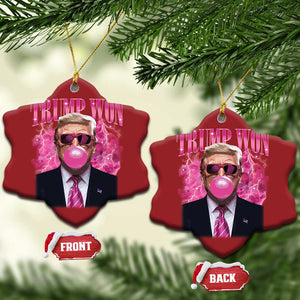 Trump Won 2024 Christmas Ornament Trump Pink Bubble Gum Funny Cute Retro 90s TS10 Snow Flake Red Print Your Wear
