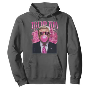 Trump Won 2024 Hoodie Trump Pink Bubble Gum Funny Cute Retro 90s TS10 Dark Heather Print Your Wear