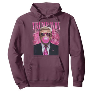 Trump Won 2024 Hoodie Trump Pink Bubble Gum Funny Cute Retro 90s TS10 Maroon Print Your Wear