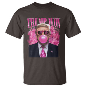 Trump Won 2024 T Shirt Trump Pink Bubble Gum Funny Cute Retro 90s TS10 Dark Chocolate Print Your Wear