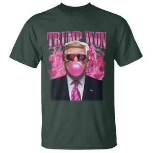 Trump Won 2024 T Shirt Trump Pink Bubble Gum Funny Cute Retro 90s TS10 Dark Forest Green Print Your Wear