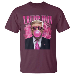 Trump Won 2024 T Shirt Trump Pink Bubble Gum Funny Cute Retro 90s TS10 Maroon Print Your Wear