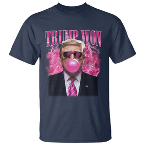 Trump Won 2024 T Shirt Trump Pink Bubble Gum Funny Cute Retro 90s TS10 Navy Print Your Wear
