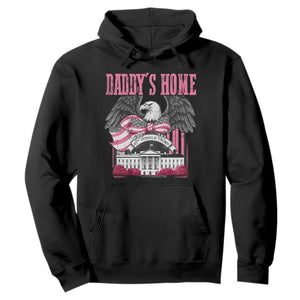 Daddy's Home Hoodie Funny Trump Pink 47th President Eagle US American Flag Coquette Bow TS10 Black Print Your Wear