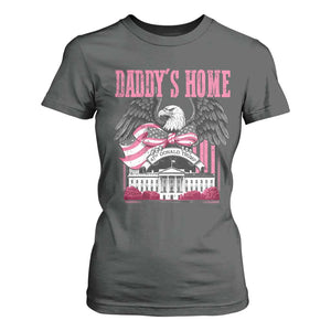 Daddy's Home T Shirt For Women Funny Trump Pink 47th President Eagle US American Flag Coquette Bow TS10 Dark Heather Print Your Wear