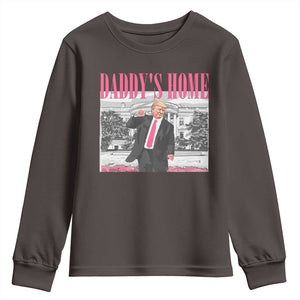 Daddy's Home Youth Sweatshirt Funny Trump Pink 2024 Take America Back 2024 White House TS10 Dark Chocolate Print Your Wear