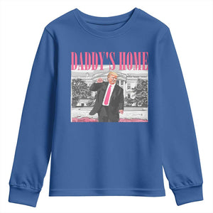 Daddy's Home Youth Sweatshirt Funny Trump Pink 2024 Take America Back 2024 White House TS10 Royal Blue Print Your Wear