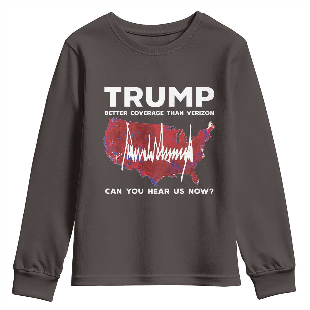Trump Won 2024 Youth Sweatshirt Better Coverage Than Verizon Politics 47Th President '24 Election TS10 Dark Chocolate Print Your Wear