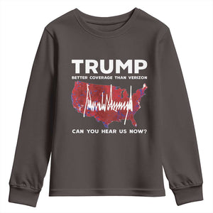 Trump Won 2024 Youth Sweatshirt Better Coverage Than Verizon Politics 47Th President '24 Election TS10 Dark Chocolate Print Your Wear