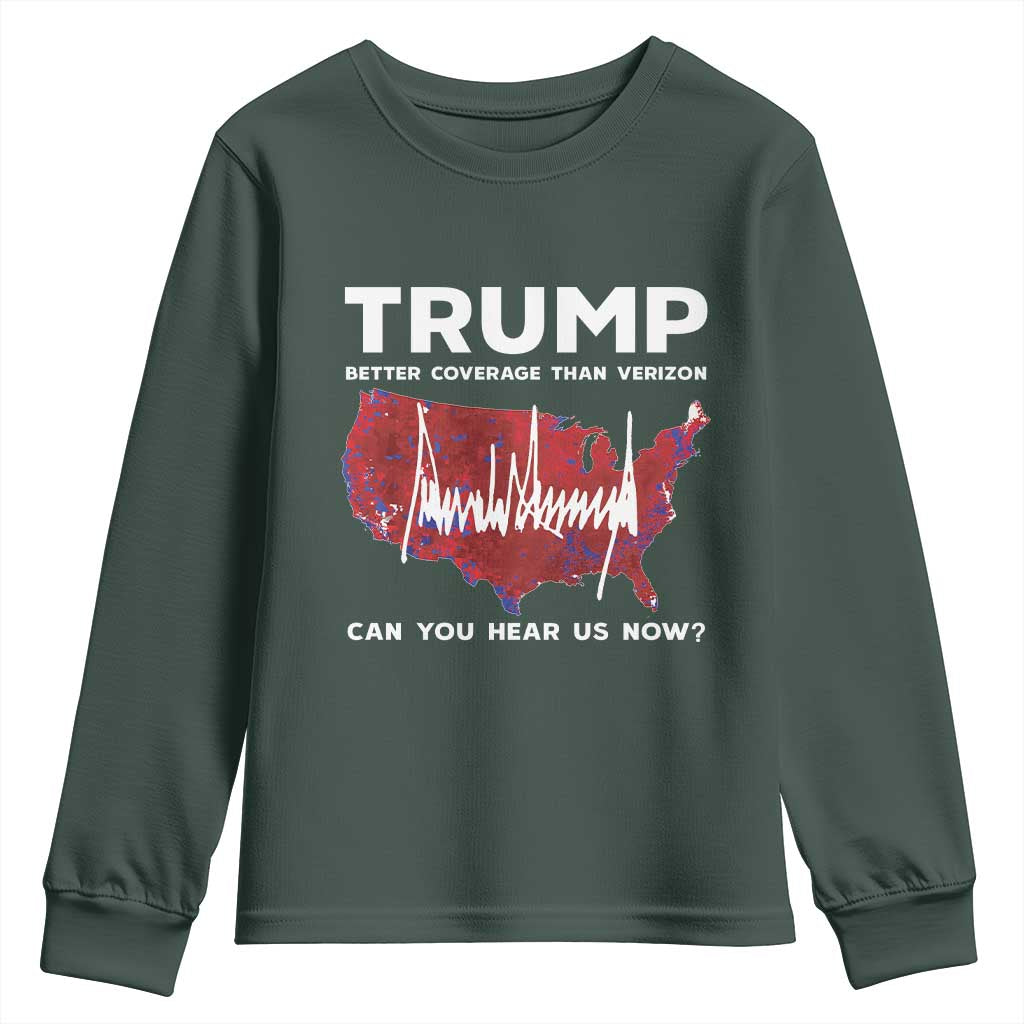Trump Won 2024 Youth Sweatshirt Better Coverage Than Verizon Politics 47Th President '24 Election TS10 Dark Forest Green Print Your Wear