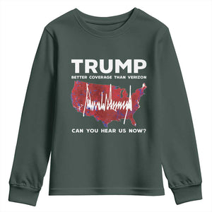 Trump Won 2024 Youth Sweatshirt Better Coverage Than Verizon Politics 47Th President '24 Election TS10 Dark Forest Green Print Your Wear