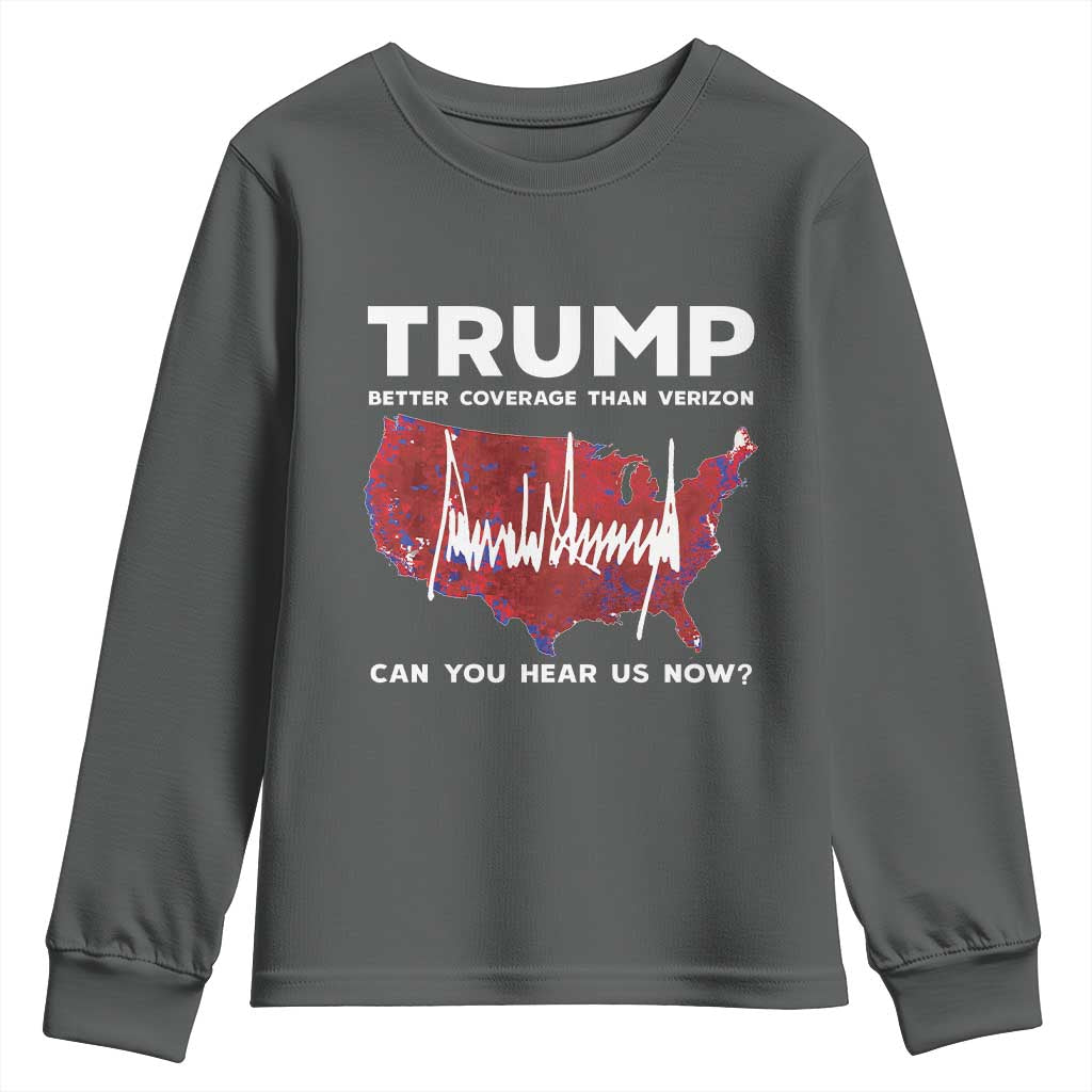 Trump Won 2024 Youth Sweatshirt Better Coverage Than Verizon Politics 47Th President '24 Election TS10 Dark Heather Print Your Wear