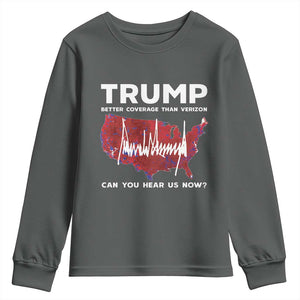 Trump Won 2024 Youth Sweatshirt Better Coverage Than Verizon Politics 47Th President '24 Election TS10 Dark Heather Print Your Wear