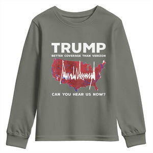Trump Won 2024 Youth Sweatshirt Better Coverage Than Verizon Politics 47Th President '24 Election TS10 Military Green Print Your Wear