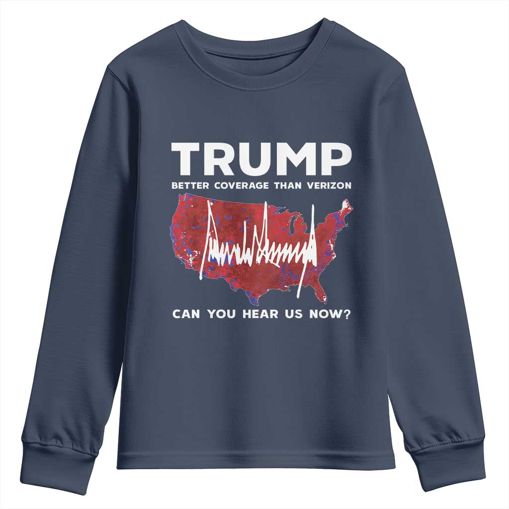 Trump Won 2024 Youth Sweatshirt Better Coverage Than Verizon Politics 47Th President '24 Election TS10 Navy Print Your Wear
