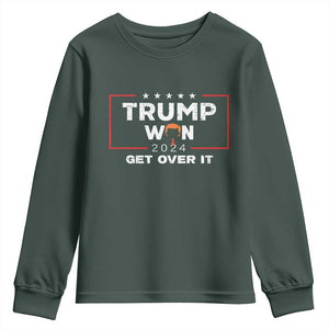 Trump Won 2024 Youth Sweatshirt Get Over It Funny 47 President TS10 Dark Forest Green Print Your Wear