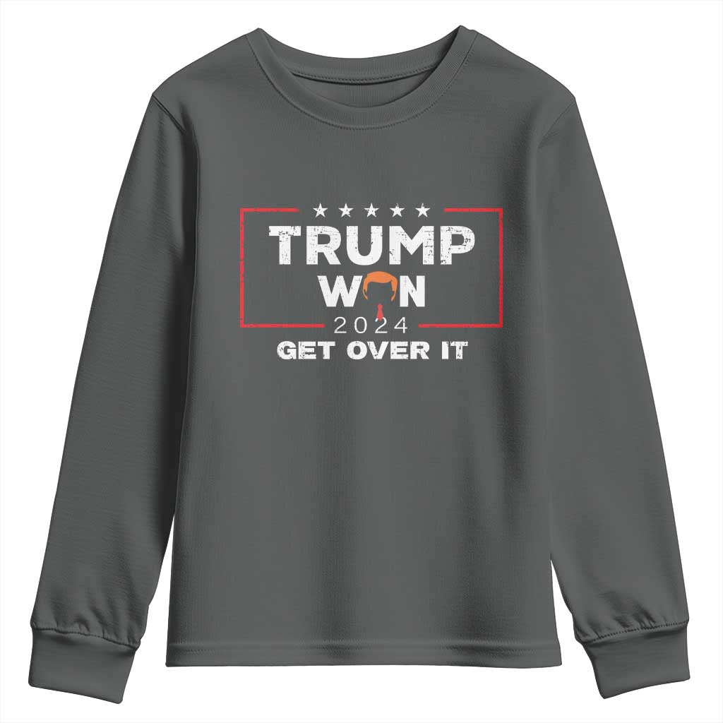 Trump Won 2024 Youth Sweatshirt Get Over It Funny 47 President TS10 Dark Heather Print Your Wear